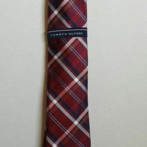 Tommy Hilfiger Necktie Men's Mad Plaid Tie Red